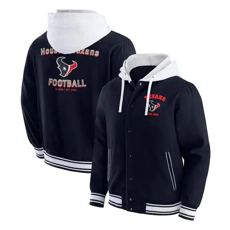 Houston Texans Navy Cotton Hooded Jacket USA Jackets