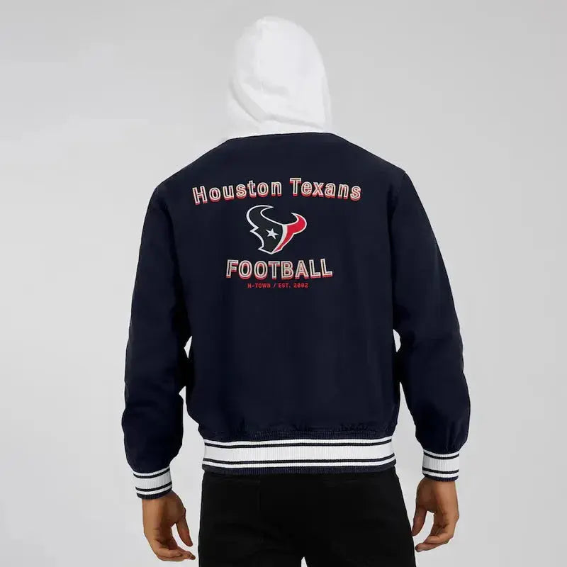 Houston Texans Navy Cotton Hooded Jacket USA Jackets