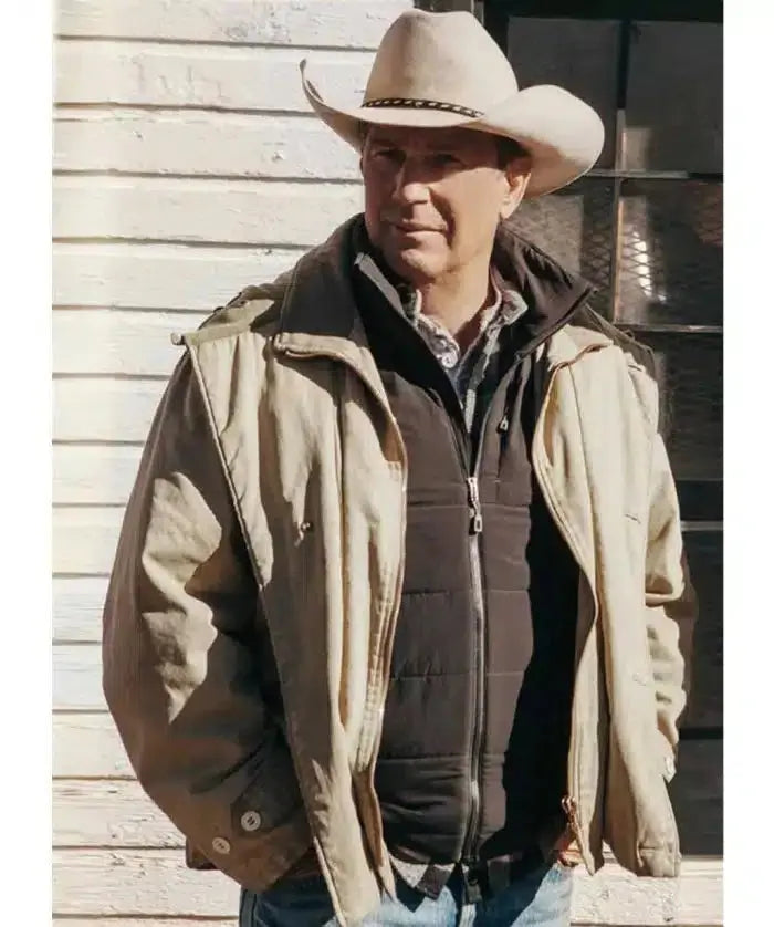 Kevin Costner Yellowstone John Dutton Beige Cotton Jacket USA Jackets
