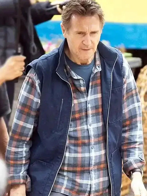 Liam Neeson Ice Road Vengeance 2025 Blue Vest USA Jackets