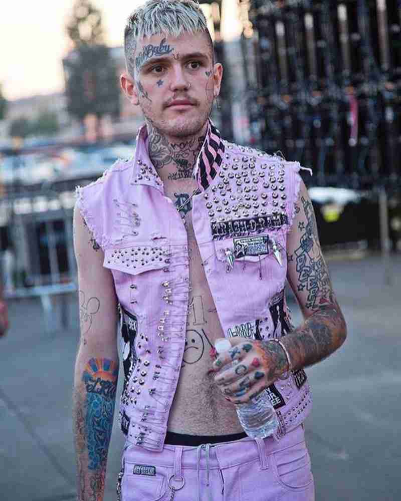 Lil Peep Pink Studded Vest USA Jackets