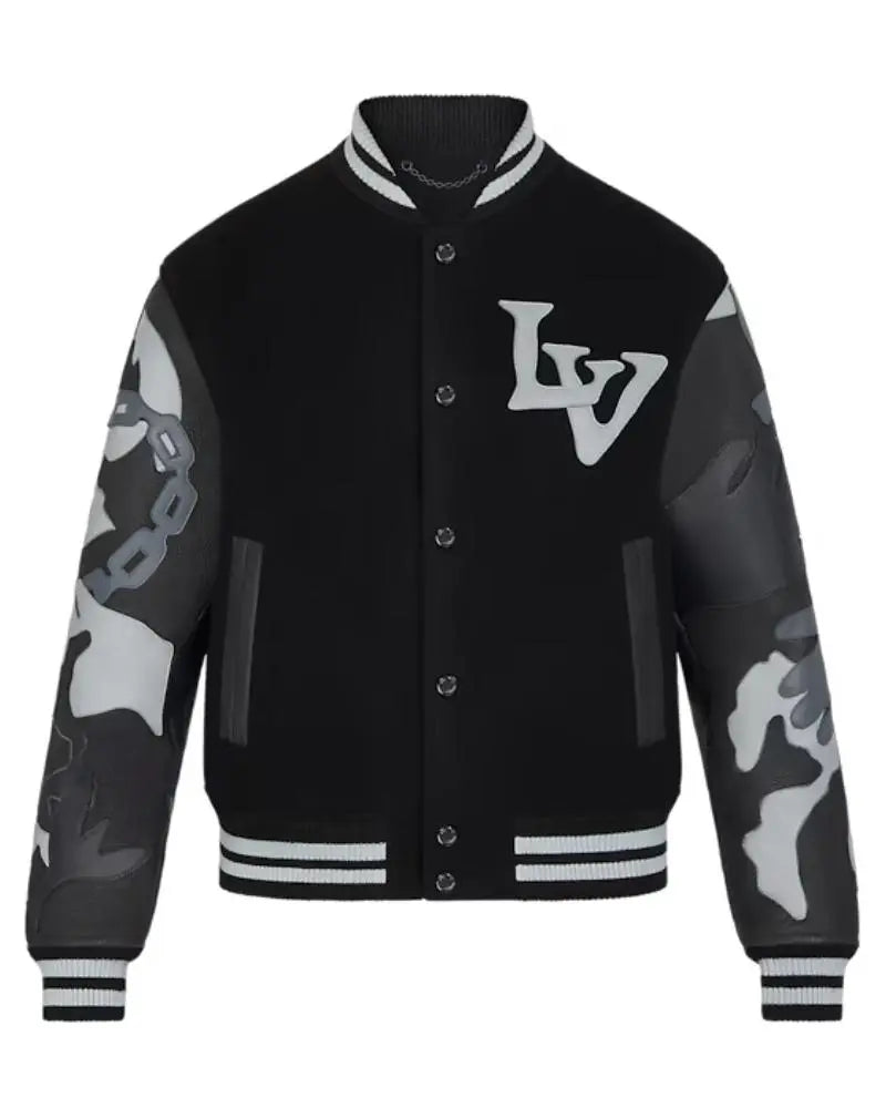 Louis Vuitton Chains Camo Varsity Jacket USA Jackets