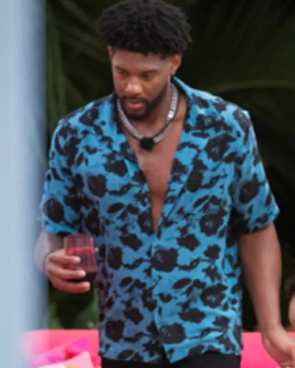 Love Island USA S07 Chris Seeley Blue Floral Shirt USA Jackets