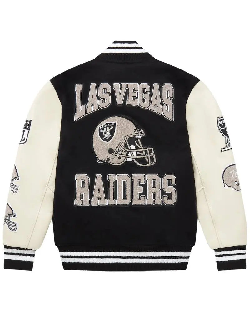 Men’s Las Vegas Raiders OVO Black Full-Snap Varsity Jacket USA Jackets