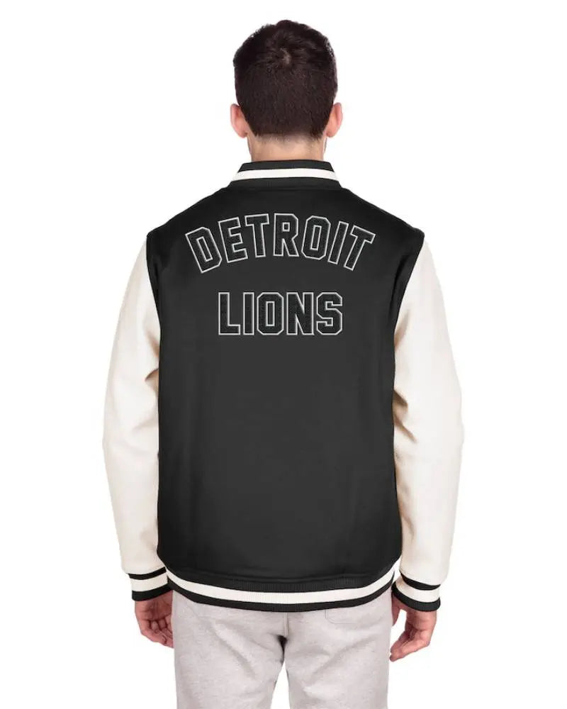Men’s New Era Black Detroit Lions Third Down Varsity Full-Snap Jacket USA Jackets