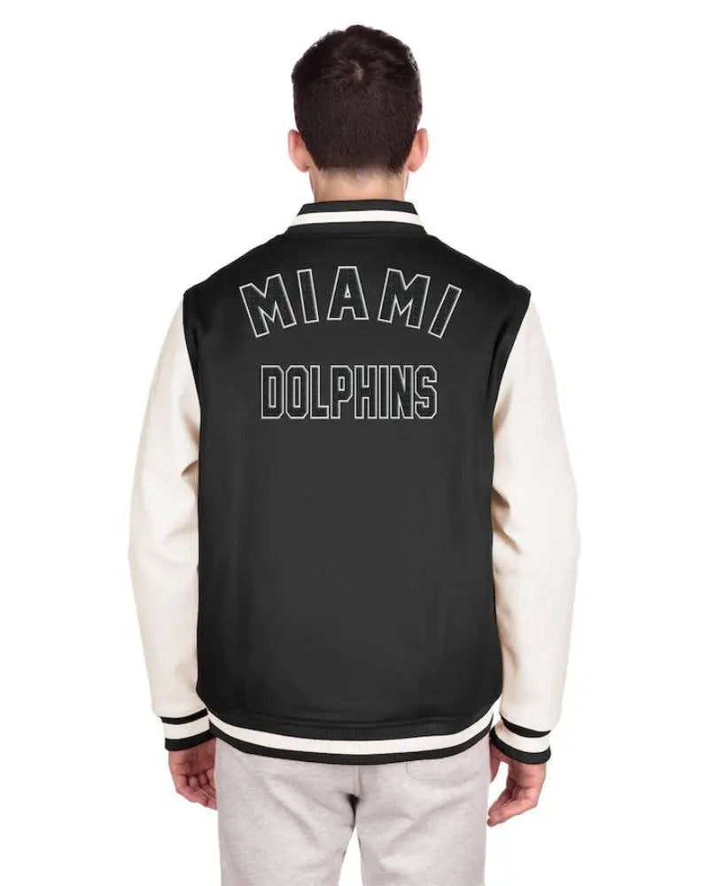 Men’s New Era Black Miami Dolphins Third Down Varsity Full-Snap Jacket USA Jackets