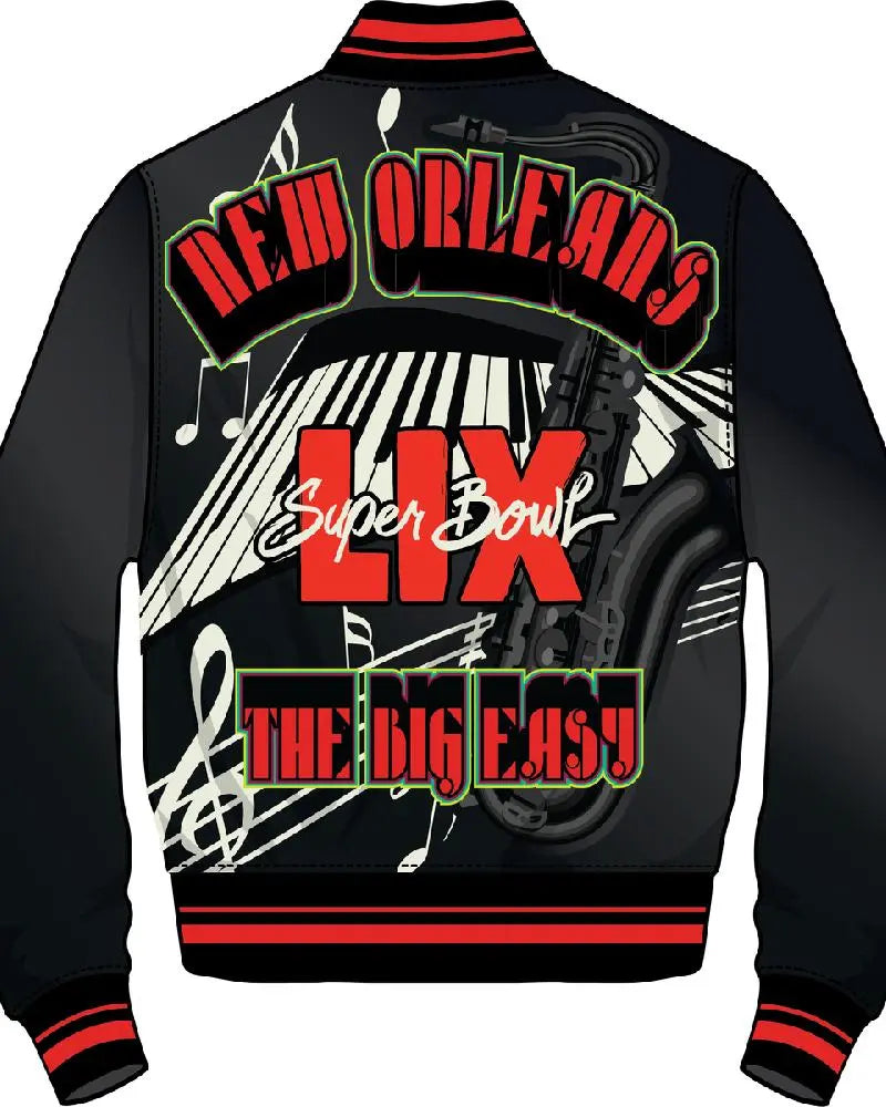 Men’s Pro Standard Black Super Bowl LIX 59 Rib Sublimated Satin Jacket USA Jackets