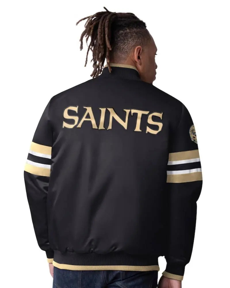 Men’s Starter Black New Orleans Saints Scout Full-Snap Varsity Jacket USA Jackets