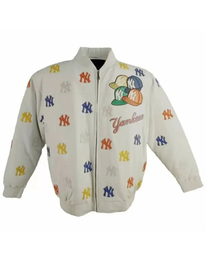 Mlb New York Yankees White Leather Jacket USA Jackets