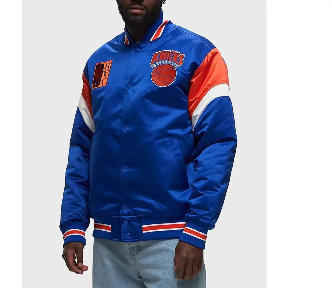 NY Knicks Heavyweight Royal Satin Jacket USA Jackets