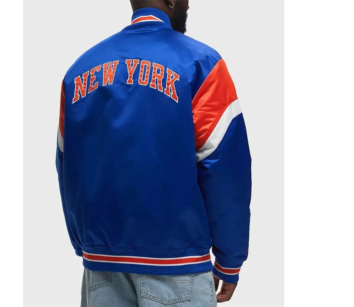 NY Knicks Heavyweight Royal Satin Jacket USA Jackets