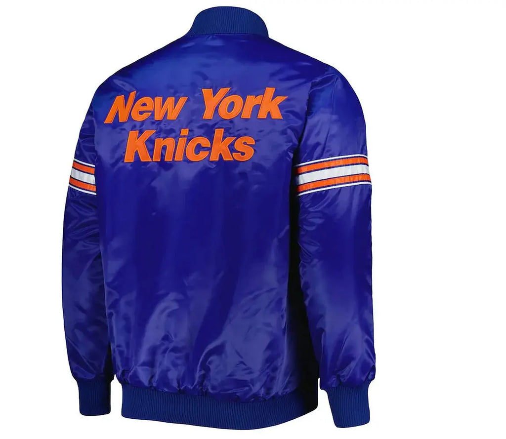 NY Knicks Pick & Roll Blue Satin Jacket USA Jackets