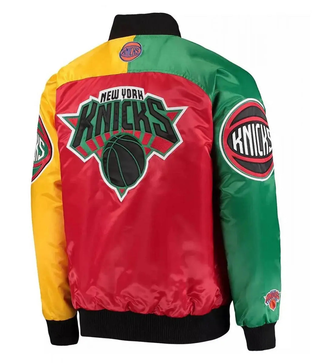 NY Knicks Ty Mopkins Satin Full-Snap Black and Red Jacket USA Jackets