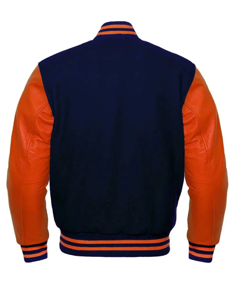 Navy Blue And Orange Varsity Jacket USA Jackets