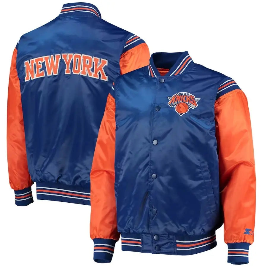 New York Knicks Enforcer Full-Snap Satin Varsity Jacket USA Jackets