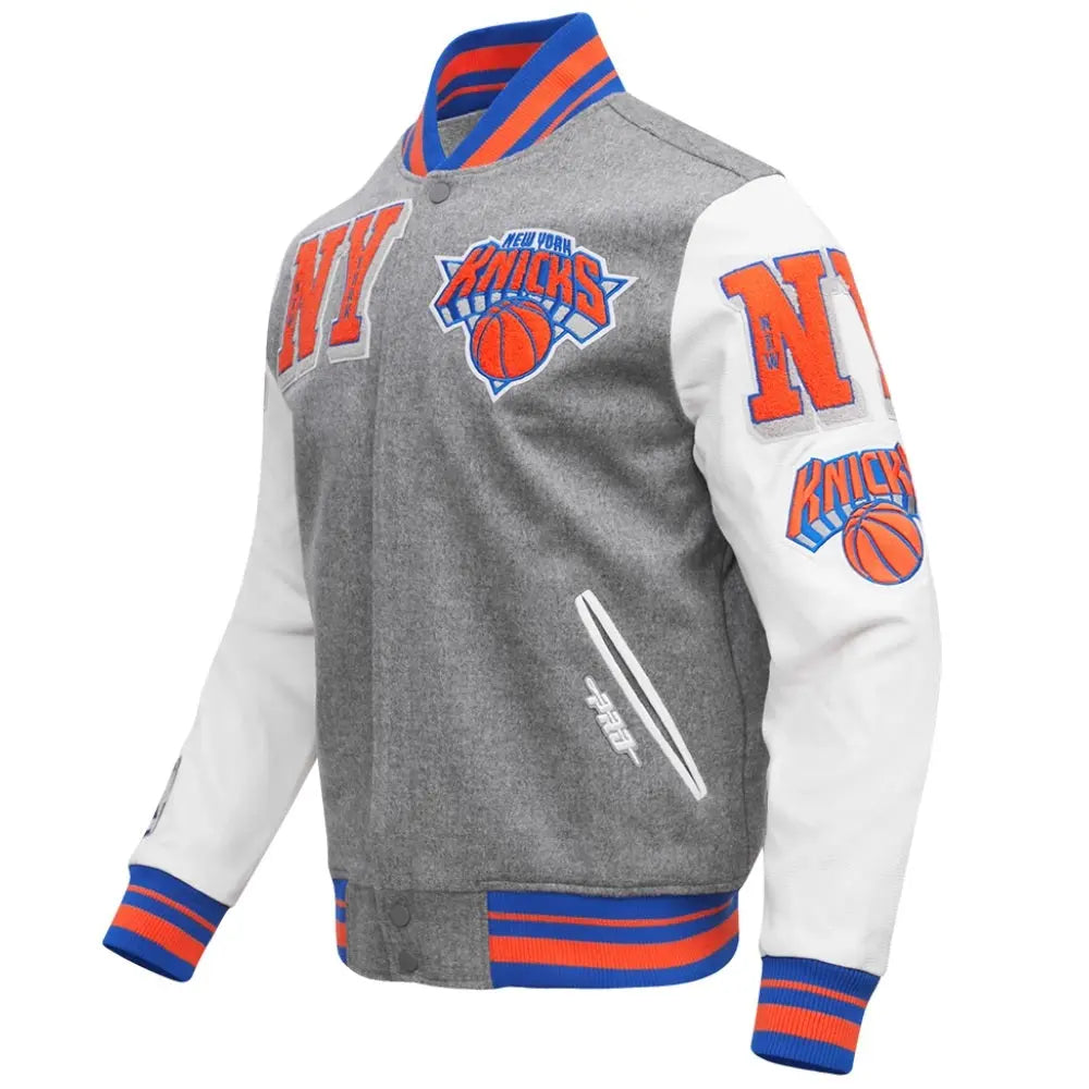 New York Knicks Mashup Wool & Leather Varsity Jacket USA Jackets