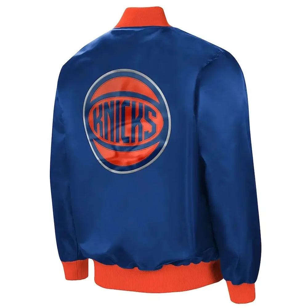New York Knicks The Ambassador Satin Blue Varsity Jacket USA Jackets