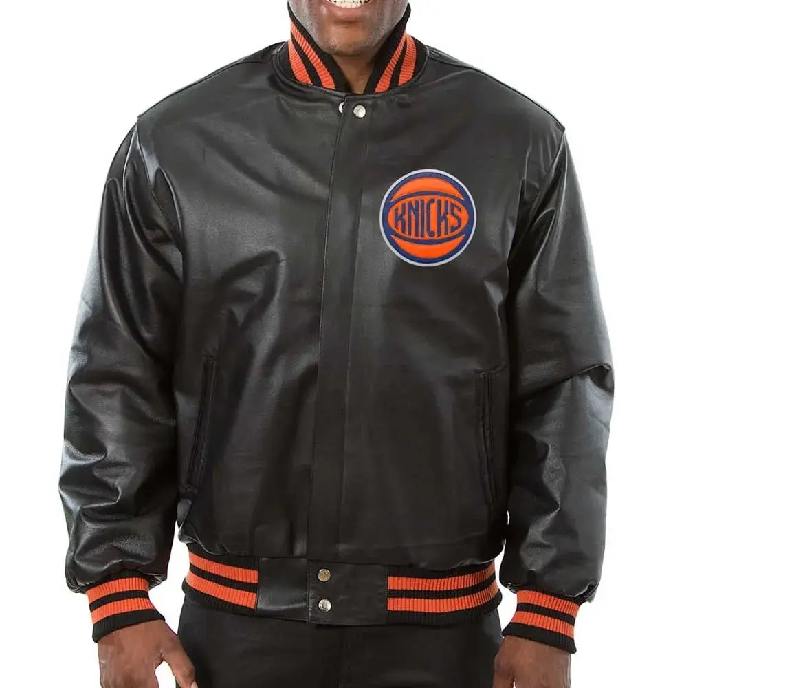 New York Knicks Varsity Black Leather Jacket USA Jackets