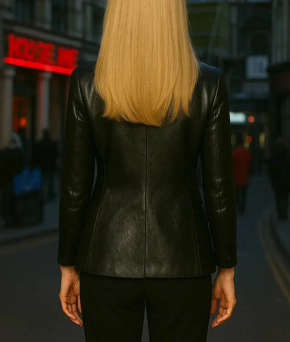 Nicole Kidman Black Leather Blazer USA Jackets