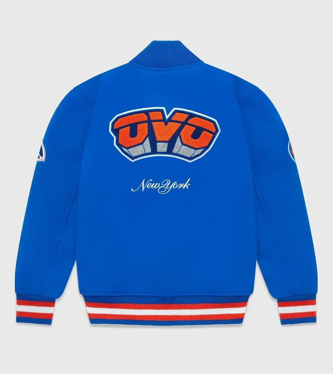 OVO x NBA New York Knicks Blue Varsity Jacket USA Jackets