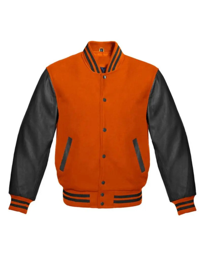 Orange And Black Varsity Jacket USA Jackets