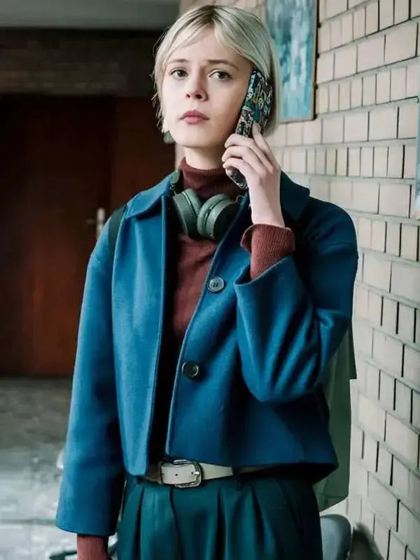 Patience 2025 Ella Maisy Purvis Blue Wool Jacket USA Jackets