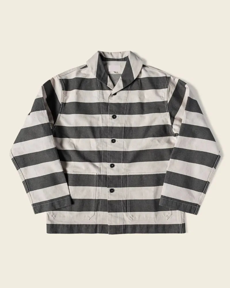 Prison Stripe Shawl Collar Coverall Jacket USA Jackets