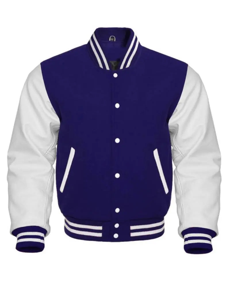 Purple And White Varsity Jacket USA Jackets