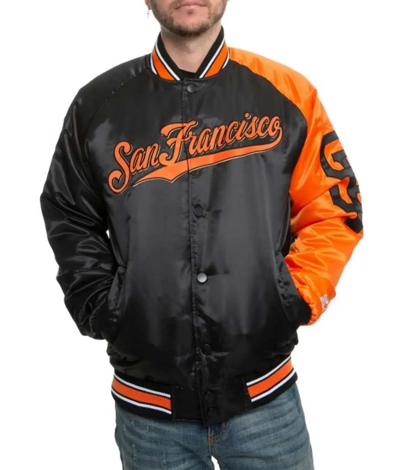 San Francisco Giants Stadium Black And Orange Varsity Jacket USA Jackets