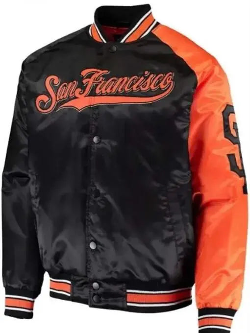 San Francisco Giants Stadium Black And Orange Varsity Jacket USA Jackets