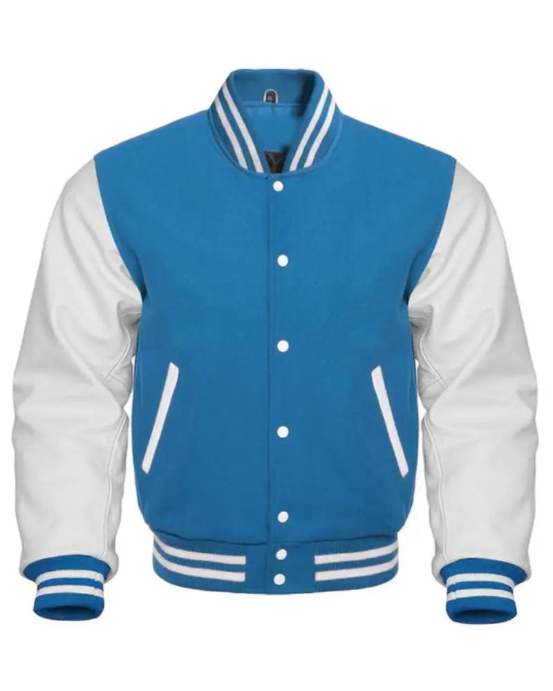 Sky Blue And White Letterman Jacket USA Jackets