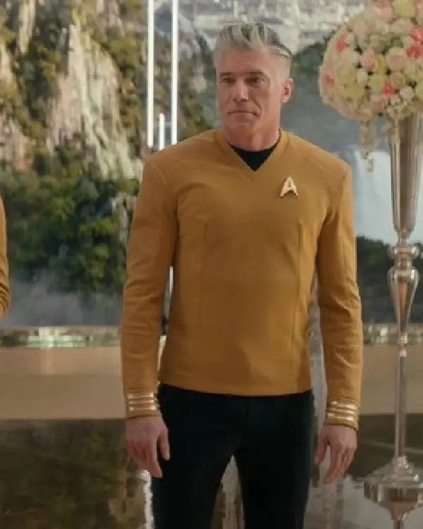 Star Trek Strange New Worlds Anson Mount Yellow Shirt USA Jackets