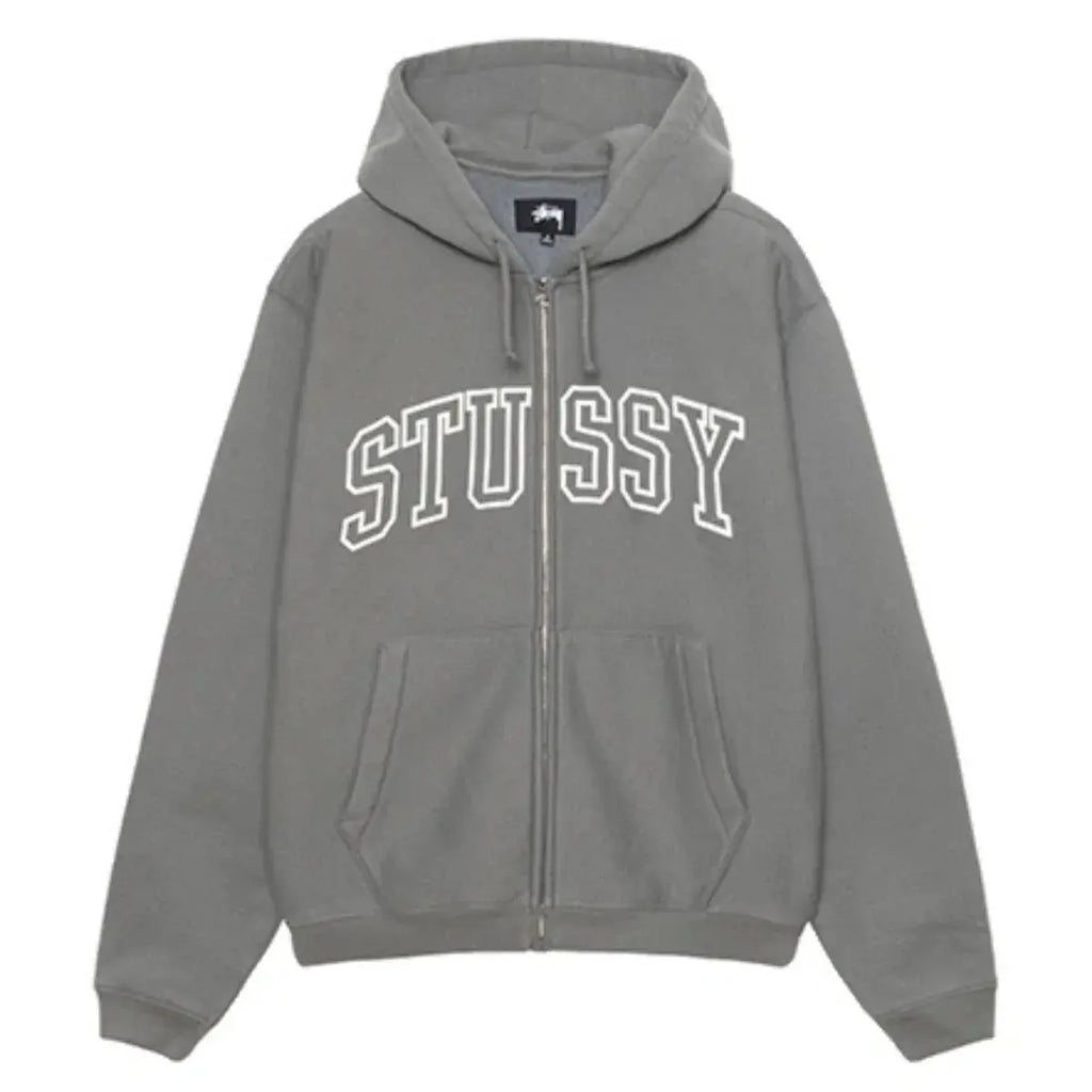 Stussy Unisex Outline Zip Hoodie Grey USA Jackets