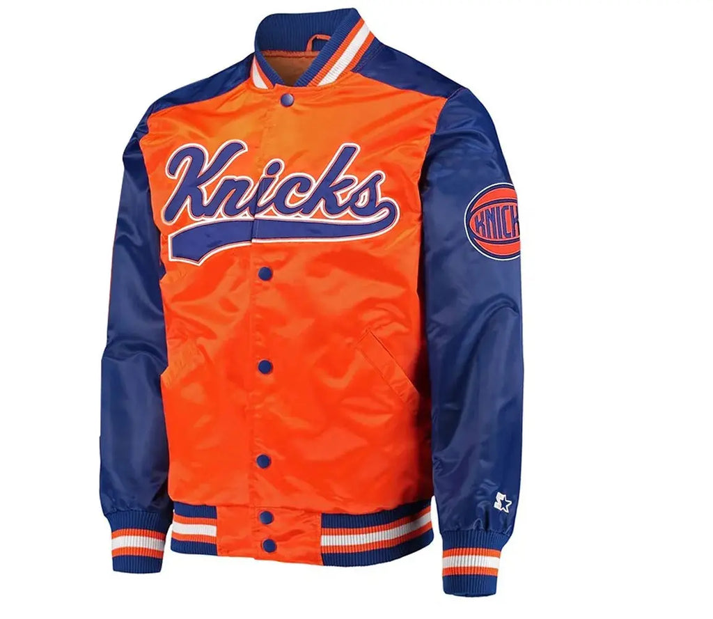 The Tradition II Team NY Knicks Orange & Blue Satin Jacket USA Jackets
