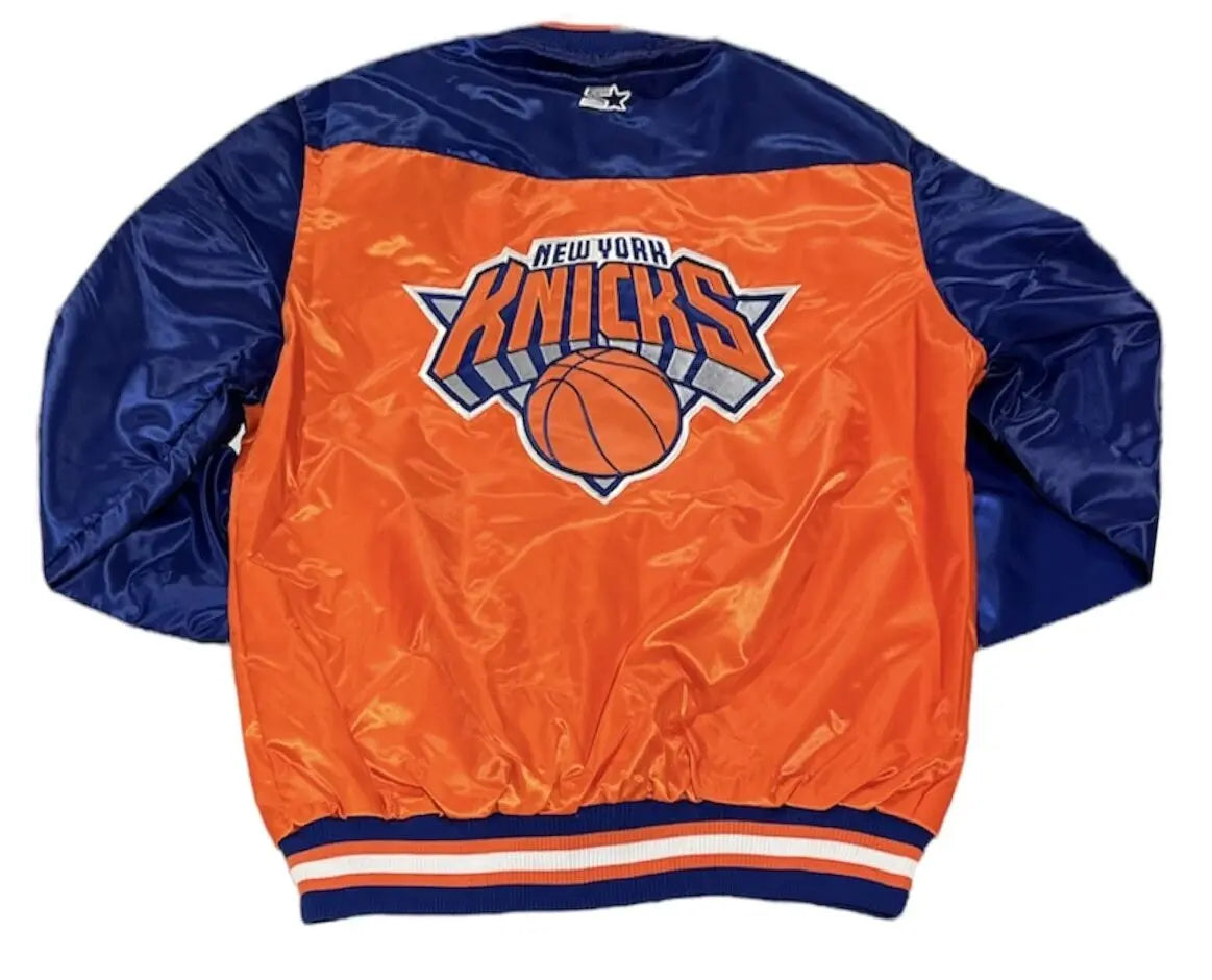 The Tradition II Team NY Knicks Orange & Blue Satin Jacket USA Jackets