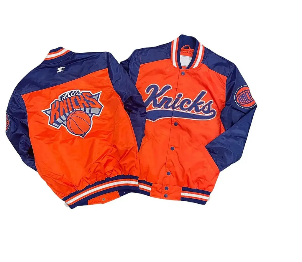 The Tradition II Team NY Knicks Orange & Blue Satin Jacket USA Jackets