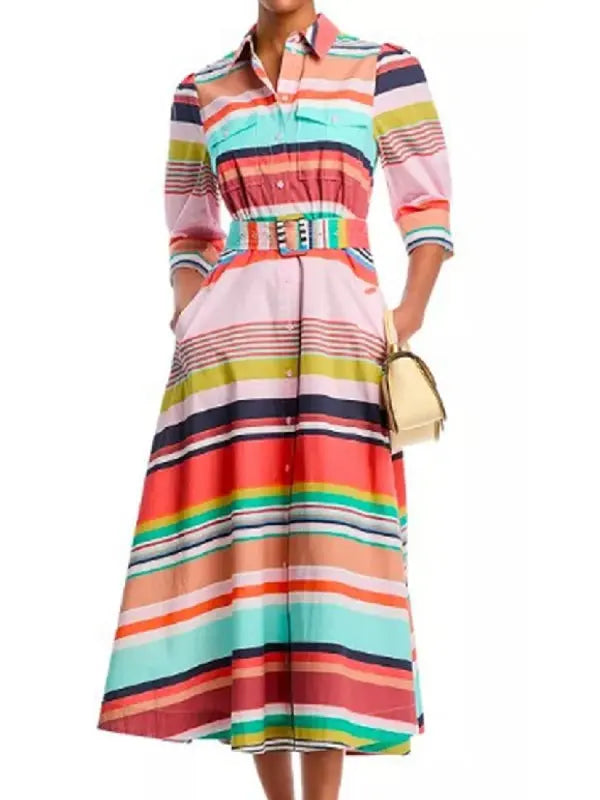 The Today Show 2025 Bobbie Thomas Striped Shirt Dress USA Jackets