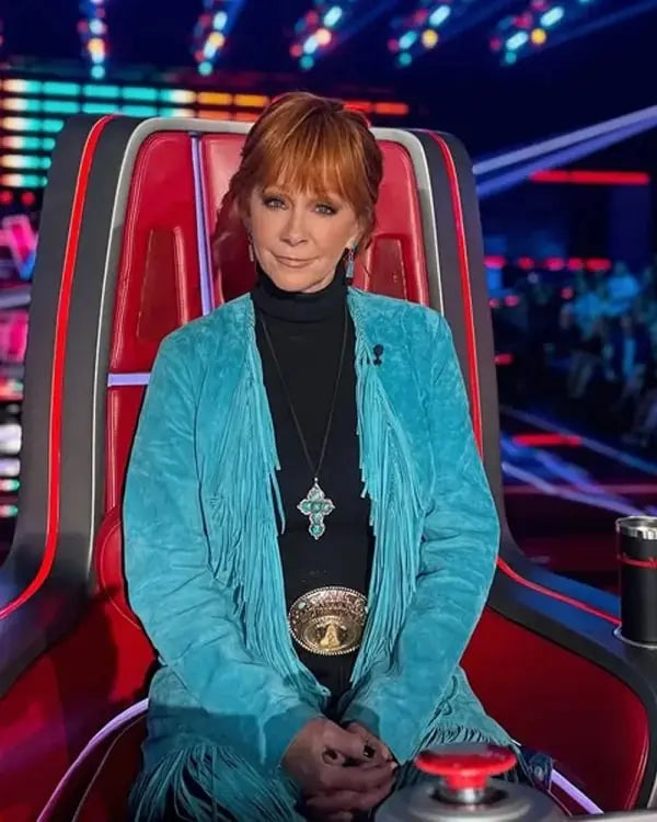 The Voice S28 Reba McEntire Blue Fringe Jacket USA Jackets