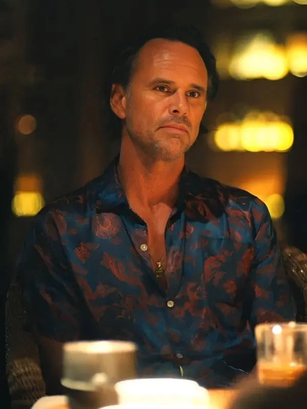 The White Lotus S3 Walton Goggins Blue Printed Shirt USA Jackets