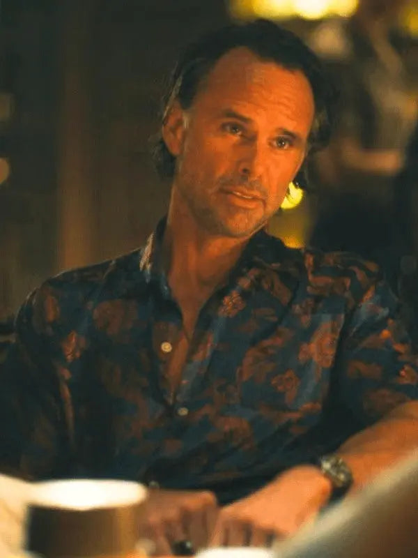 The White Lotus S3 Walton Goggins Blue Printed Shirt USA Jackets