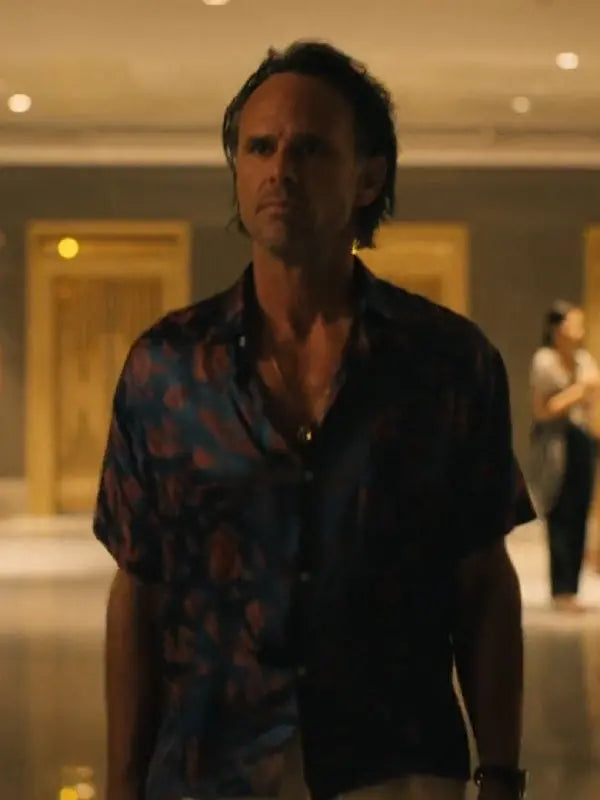The White Lotus S3 Walton Goggins Blue Printed Shirt USA Jackets