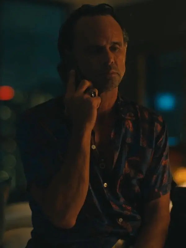 The White Lotus S3 Walton Goggins Blue Printed Shirt USA Jackets