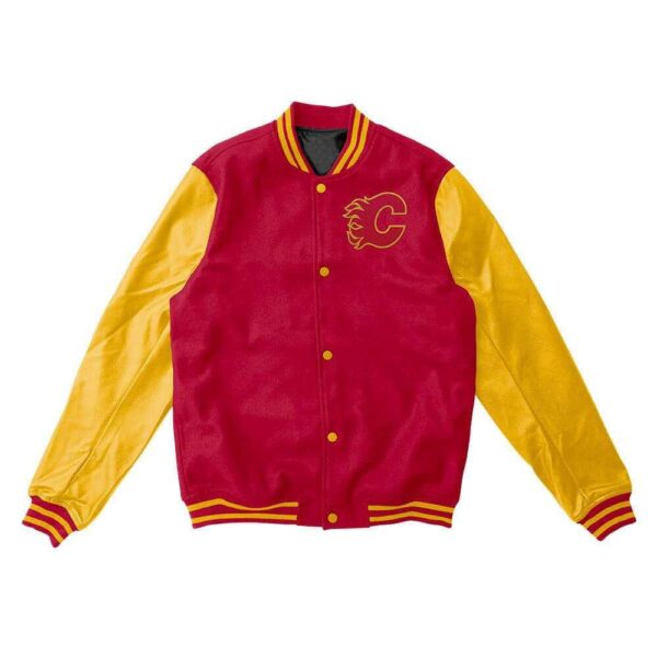 Calgary Flames Red And Gold Varsity Jacket