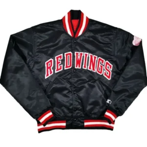 80’s Detroit Red Wings Black Satin Jacket