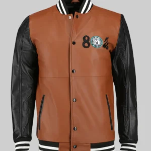 Edge Men’s 804 Brown and Black Varsity Leather Jacket