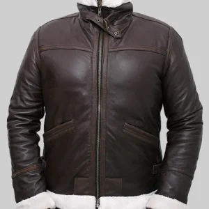 Garry Mens Dark Brown B-3 Bomber Leather Jacket