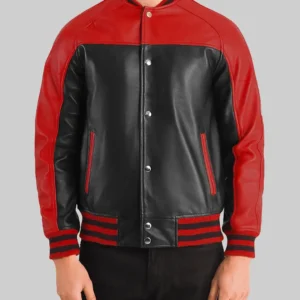 Terry Men’s Red and Black Leather Varsity Jacket