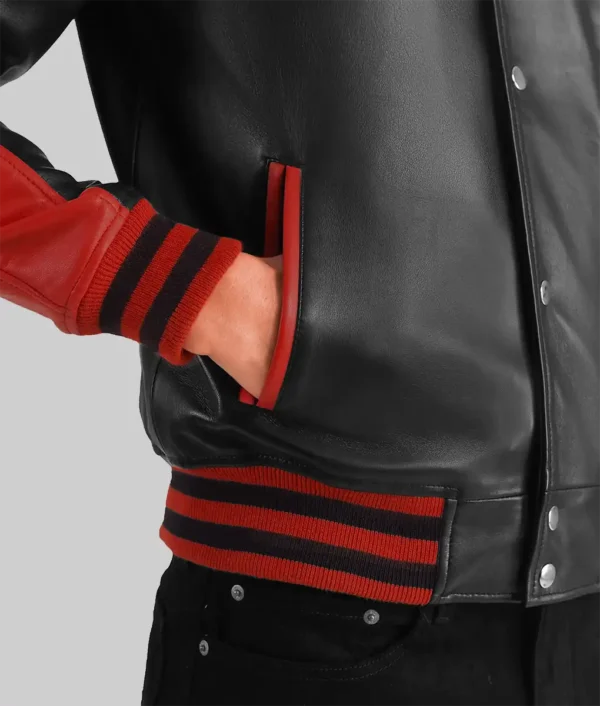 Terry Men’s Red and Black Leather Varsity Jacket