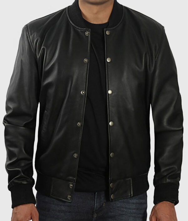 Tyler Men’s Black Leather Varsity Jacket