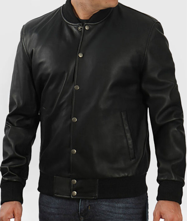 Tyler Men’s Black Leather Varsity Jacket